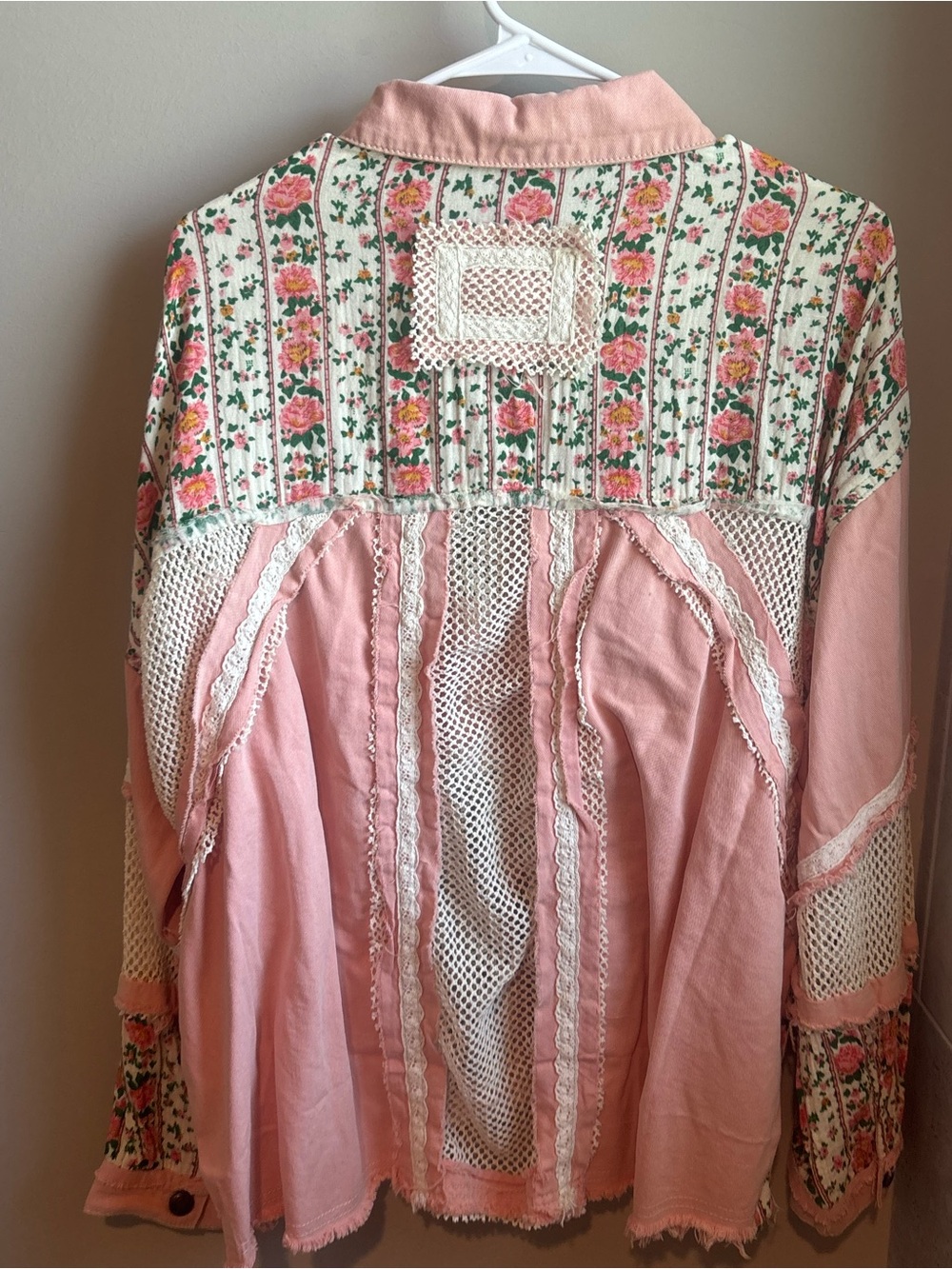 POL Pink Floral Patchwork Mesh Jacket - Picture 3 of 3